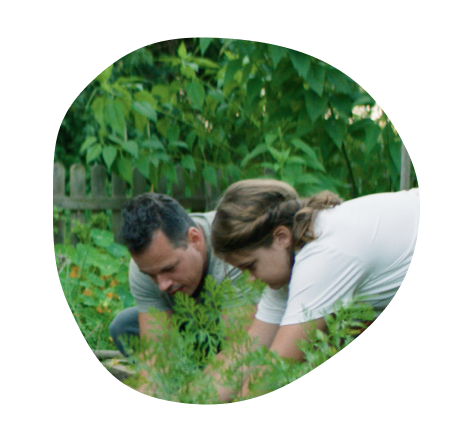 two people gardening