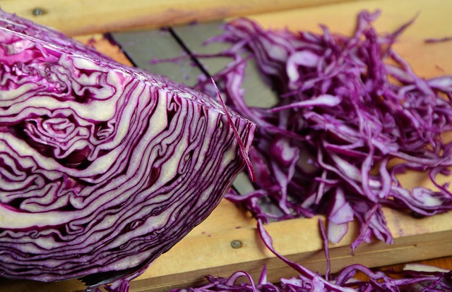 Freshly cut red cabbage for red cabbage