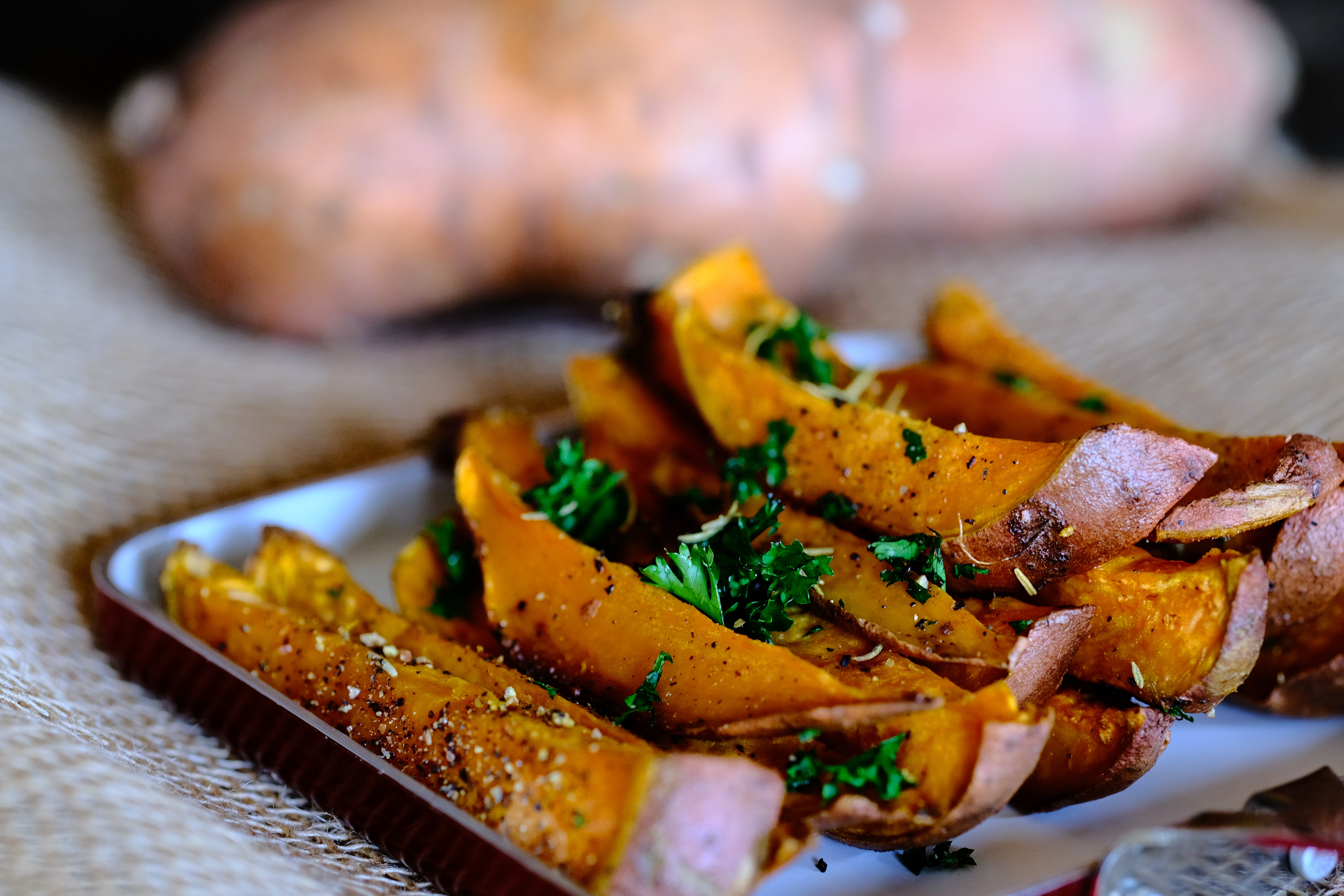 Sweet potato fries with parsley